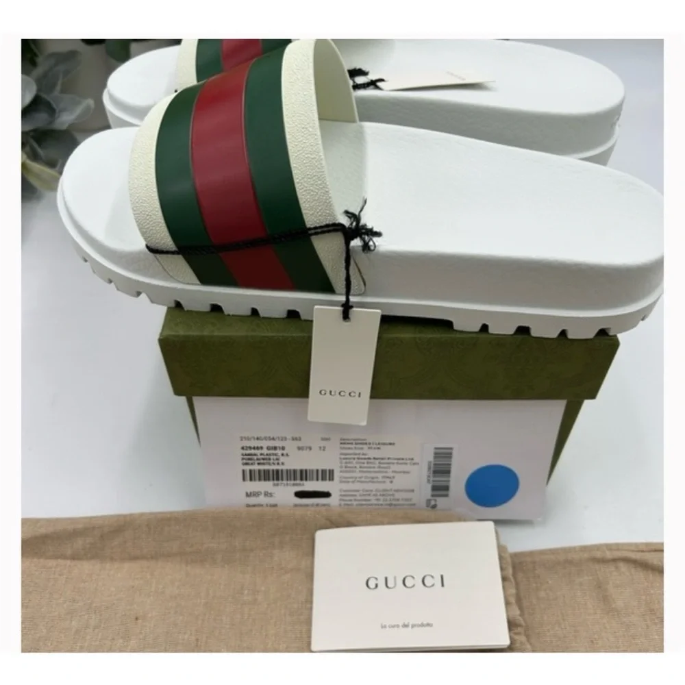 Gucci web slide sandals size 12 made in Italy - Picture 4 of 8